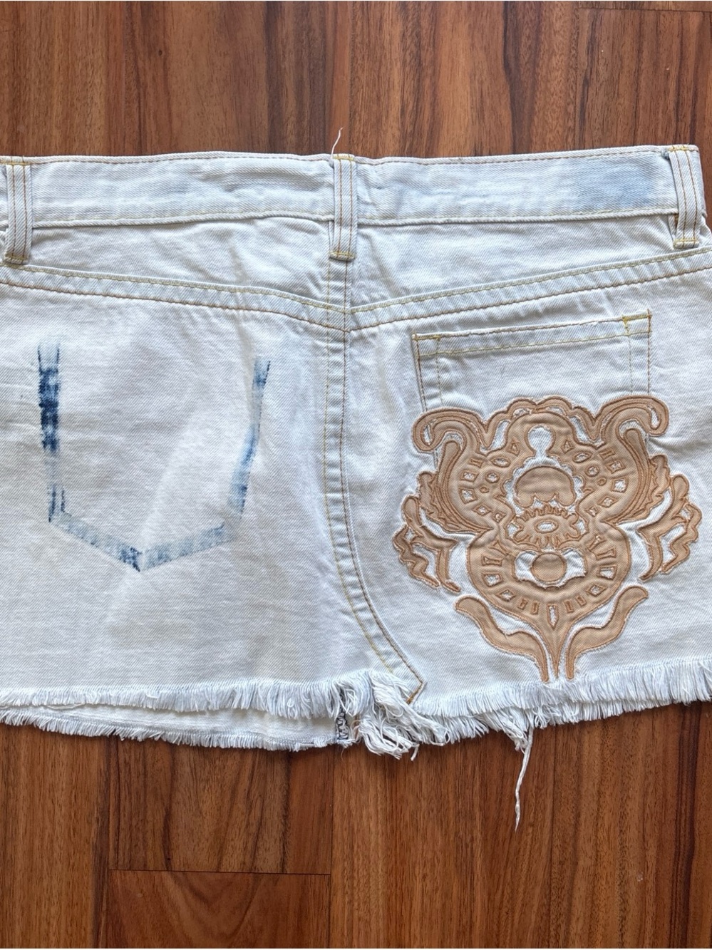 Women's Y2K Denim Mini Skirt with Embroidered Pocket Size 6